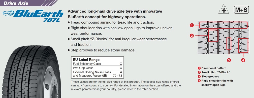 295 60 R22.5 YOKOHAMA BLUEARTH 707 L 150/147 L